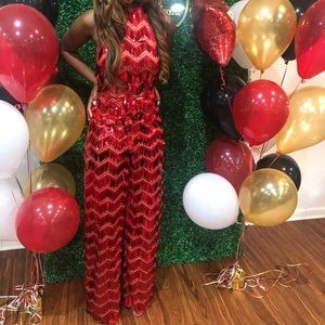 Sequin bedazzled jumpsuit.